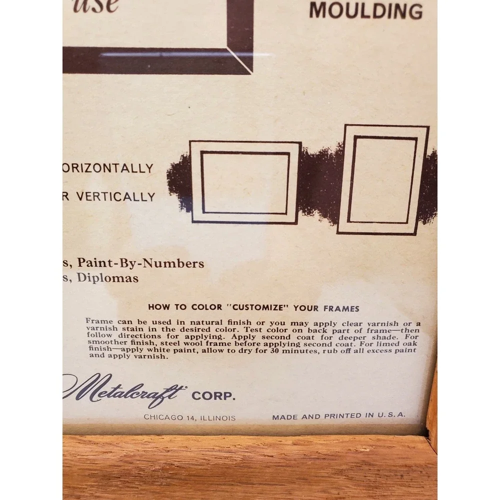 Vintage 1960s Metalcraft OAK Wood Picture Frame 8x10 Mid Century Wide Moulding